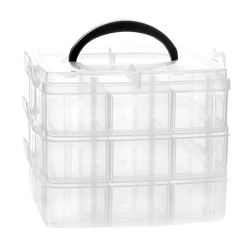 Anshri Jewellery Organisers 18 Grid Plastic 3 Layer Transparent Storage Square Portable Square Portable
