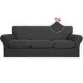 Easy-Going 4 Pieces Stretch Soft Couch Cover For Dogs - Washable Sofa Slipcover For 3 Separate Cushion Couch - Elastic Furniture Protector For Pets, Kids (Sofa, Dark Gray, Large)