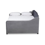 Baxton Studio Freda Gray Velvet Button Tufted Full Size Wood Daybed