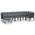 vidaXL Patio Lounge Set 7 Piece, Outdoor Patio Furniture with Coffee Table, Conversation Set with Footstool, Modern Style, Black