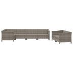 vidaXL Patio Furniture Set 7 Piece, Garden Sofa Set with Cushions, Patio Lounge Set Rattan Outdoor Sectional Sofa, Gray Poly Rattan