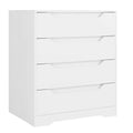 Hostack White Dresser, 4 Drawers Dresser, Modern Dresser Chest Of Drawers With Cut-Out Handles, Small Dresser With Drawers, Wood Makeup Dresser Chest For Living Room, Entryway, Home Office, White