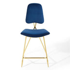 Modway Ponder Performance Velvet Upholstered Dining Counter Stool in Navy