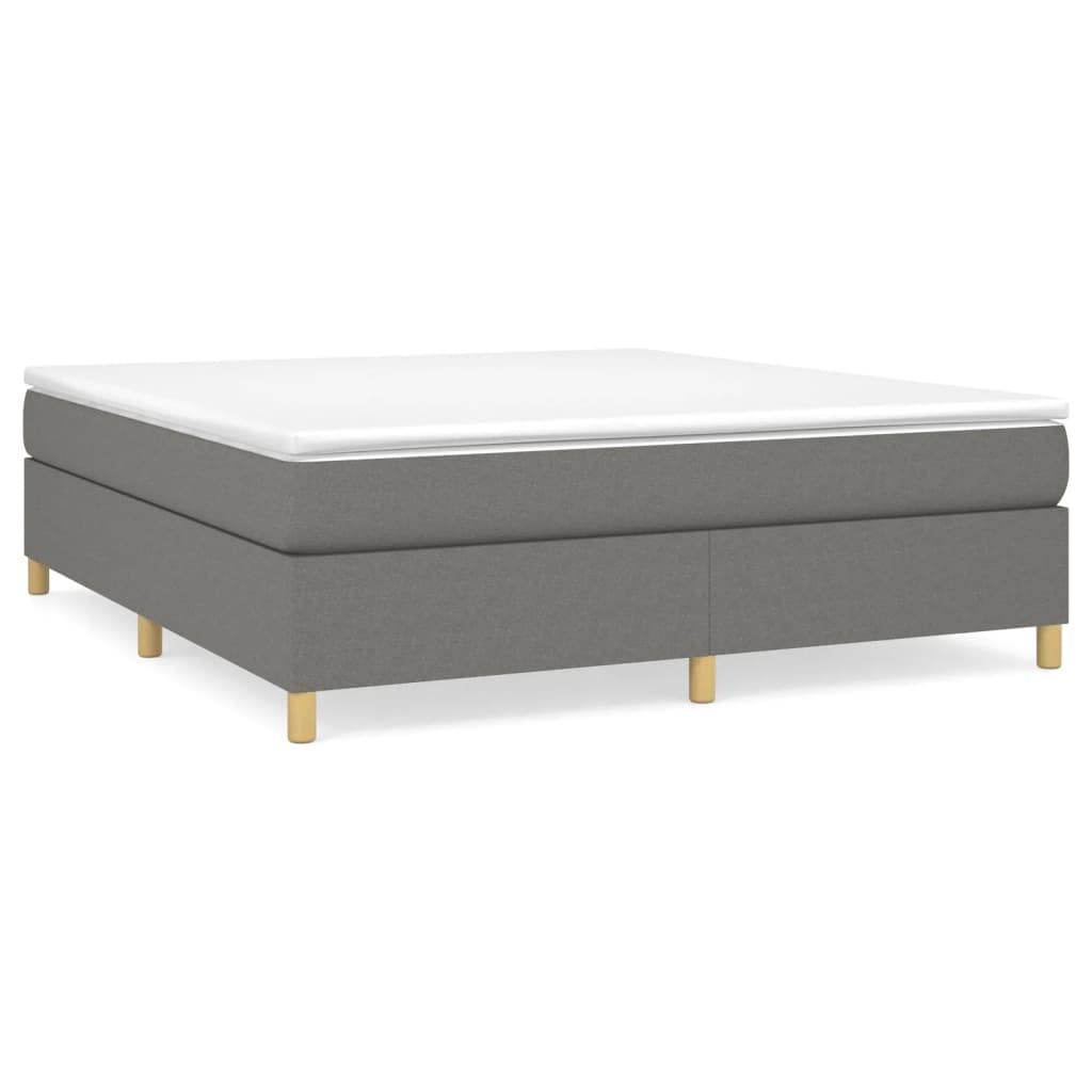 vidaXL King Size Box Spring Bed Frame - Engineered Wood - Dark Gray - 100% Polyester Fabric - Modern Style Double Bed - 76"x79.9" Suitable Mattress Size