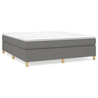 vidaXL King Size Box Spring Bed Frame - Engineered Wood - Dark Gray - 100% Polyester Fabric - Modern Style Double Bed - 76"x79.9" Suitable Mattress Size