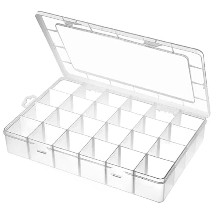 LEMBOSE Multipurpose Clear Transparent Plastic Storage Box with Removable Dividers Jewelry Box Organizer Storage Container (36 G