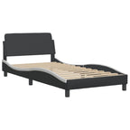 vidaXL Single Bed Frame with Headboard - Black/White, Faux Leather, Plywood Slats, 39.4"x74.8" Mattress Size, Modern Design