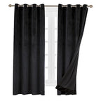Cherry Home Luxury Velvet Blackout Curtains Panels With Grommet Draperies Eyelet 52Wx72L Inch Black, 2 Panels For Theater,Bedroo