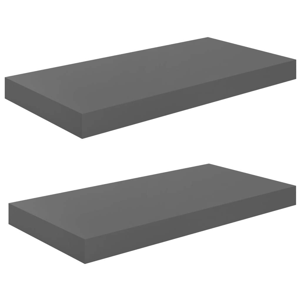 Vidaxl High Gloss Floating Wall Shelves  Stylish Gray Honeycomb Mdf Wall Display Shelves, Set Of 2  Size 19.7 Inch X9.1 Inch X1.5 Inch   Eas