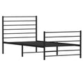 vidaXL 12 Inch Twin XL Metal Bed Frame with Headboard & Footboard, No Box Spring Needed, Noise Free Platform Bed Frame with Steel Slats, Easy Assembly, Under Bed Storage, Minimalist, Black