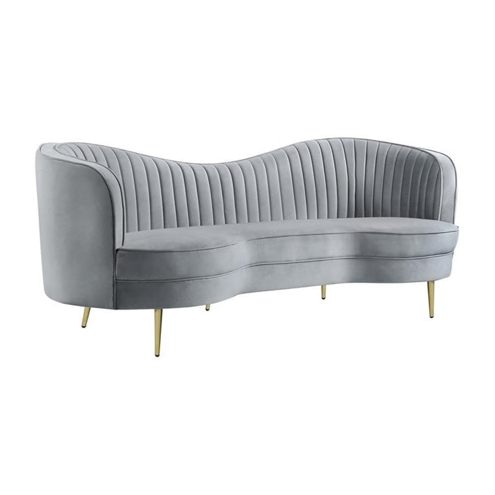 Coaster Home Furnishings Sophia 2-Piece Upholstered Living Room Set with Camel Back Grey and Gold