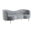 Coaster Home Furnishings Sophia 2-Piece Upholstered Living Room Set with Camel Back Grey and Gold