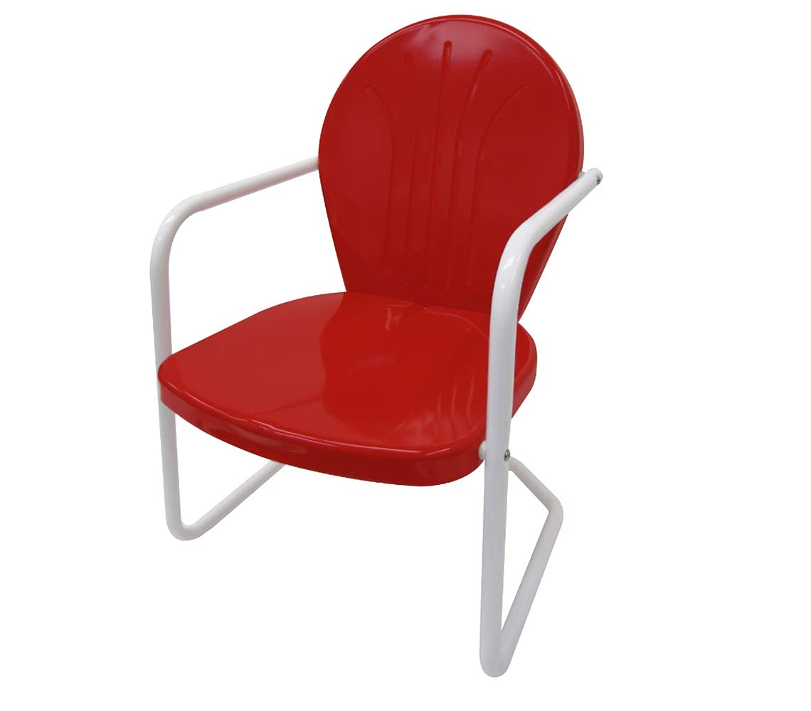 Leigh Country TX 93486 Retro Metal Arm Chair, Red and White