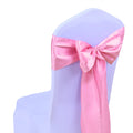 Sinssowl 50 Pink Chair Sashes Satin Chair Bows For Wedding Birthday Party Fiesta Decor - 7X108 Inches Chair Ribbons Ties Fitted