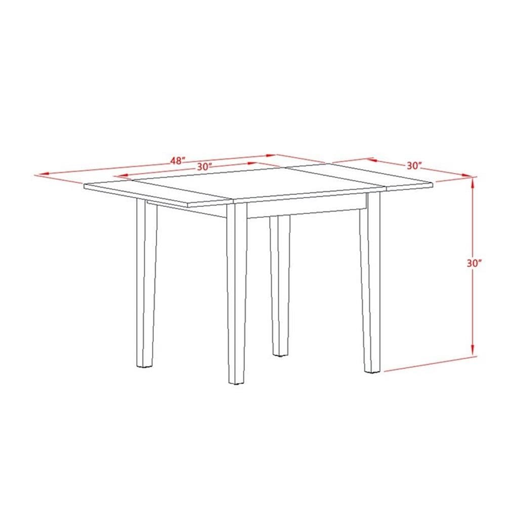 East West Furniture 1MZBR3-LWH-02 3 Piece Dining Room Furniture Set Contains a Rectangle Dining Table with Dropleaf and 2 Light Beige Linen Fabric Upholstered Chairs, 36x54 Inch, Linen White