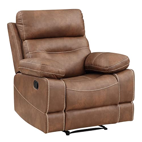 Steve Silver Co Rudger Manual Recliner, Living Room Furniture Chair, Home Office, Home Theater Seating, Chestnut Brown Microsuede Cover, 37.5" D x 35.5" W x 41.75" H, Brown