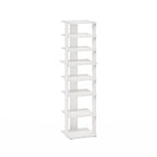 Furinno Compact 8-Tier Vertical Space Saving Free Standing Shoe Tower, Shoe Rack for Closet Entryway, White