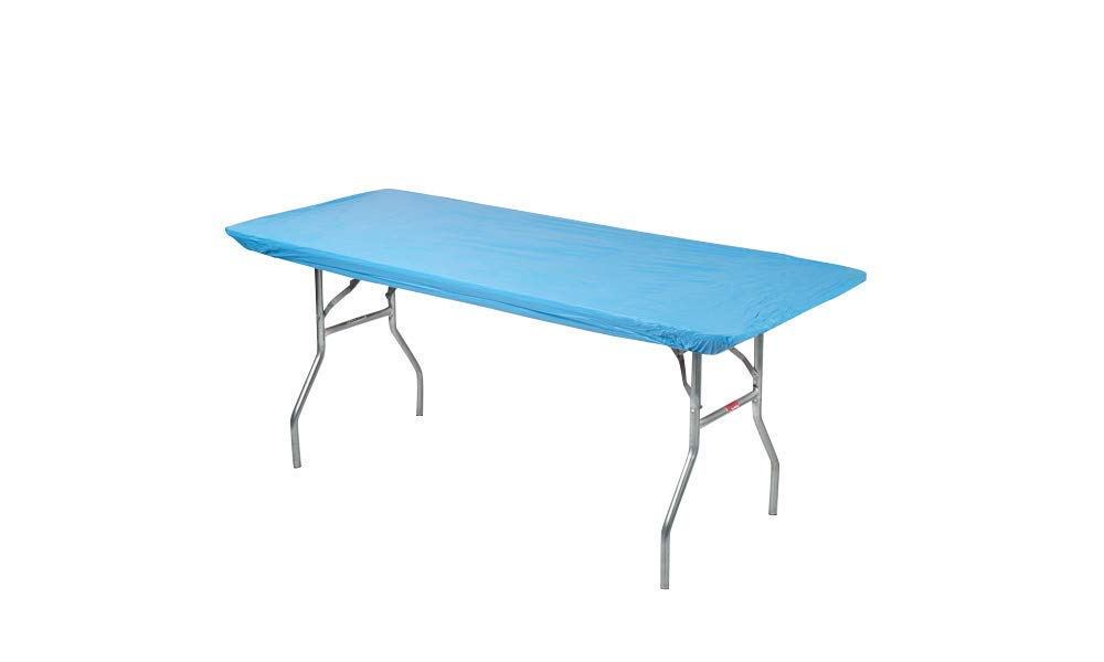 Kwik-Covers 6' Rectangle Plastic Table Covers 30' X 72', Bundle Of 5 (Light Blue)