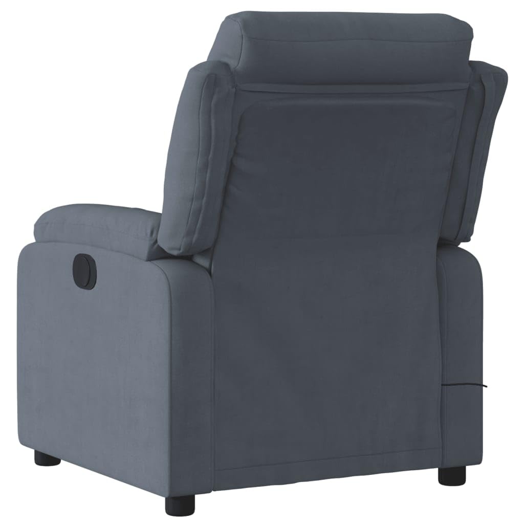 vidaXL Massage Recliner Chair with 6-Point Vibration Massage and Convenient Side Pocket, Dark Green Velvet Rocker, Adjustable Backrest & Footrest Lounge Seat for Living Room, USB Charge Port