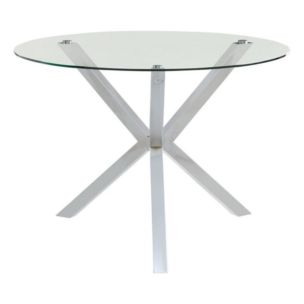 Coaster 120760-CO Vance Contemporary Glass Top Round Dining Table, in Chrome.