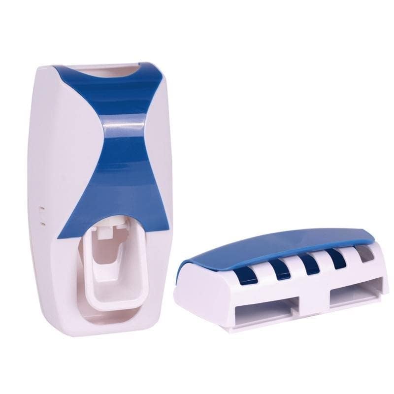 Kharidilo 5 Hole Toothbrush Holder Wall Mounted Tooth Paste Dispenser Squeezer Dust Proof Stand Plastic Set for Home Bathroom On