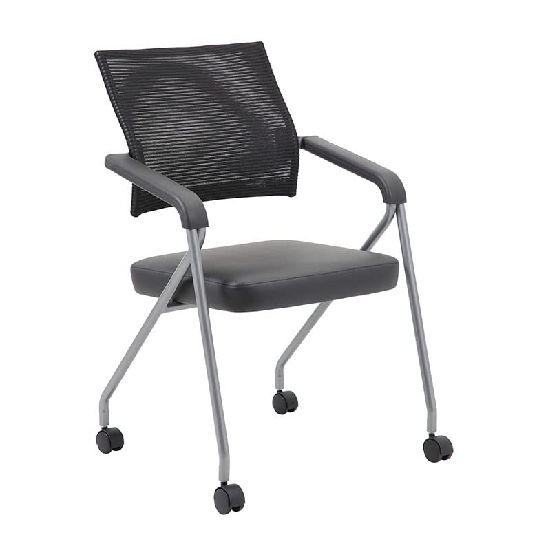 Boss Office Products Training Chair With Pewter Frame In Black