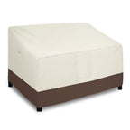 Easy-Going Waterproof Outdoor Loveseat Cover, Heavy Duty 2-Seater Patio Couch Cover, Windproof Outdoor Furniture Cover With Air Vent (58Wx32.5Dx31H Inch, Beige/Dark Brown)