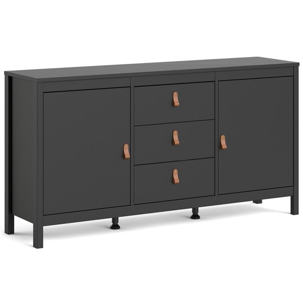 Madrid 2 Door Sideboard with 3 Drawers, Black Matte