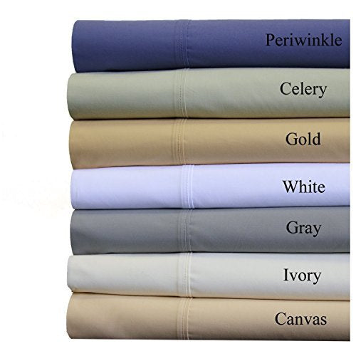 Abripedic 22 Inch Deep Pocket Solid Ivory Queen 300Tc Sheet Set, Breathable Crispy Soft Percale Bed Sheets