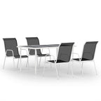 vidaXL Patio Dining Set 5 Piece Outdoor Garden Terrace Yard Patio Table and Chair Seating Seat Sitting Chair Dining Set Furniture Steel Black