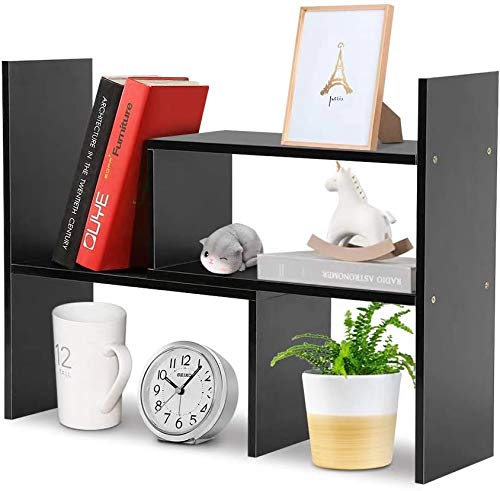 Expandable Desktop Bookshelf,Wood Adjustabledesktop Storage Organizer,Desktop Storage Rack,Free Style Rotation Display,Office Su