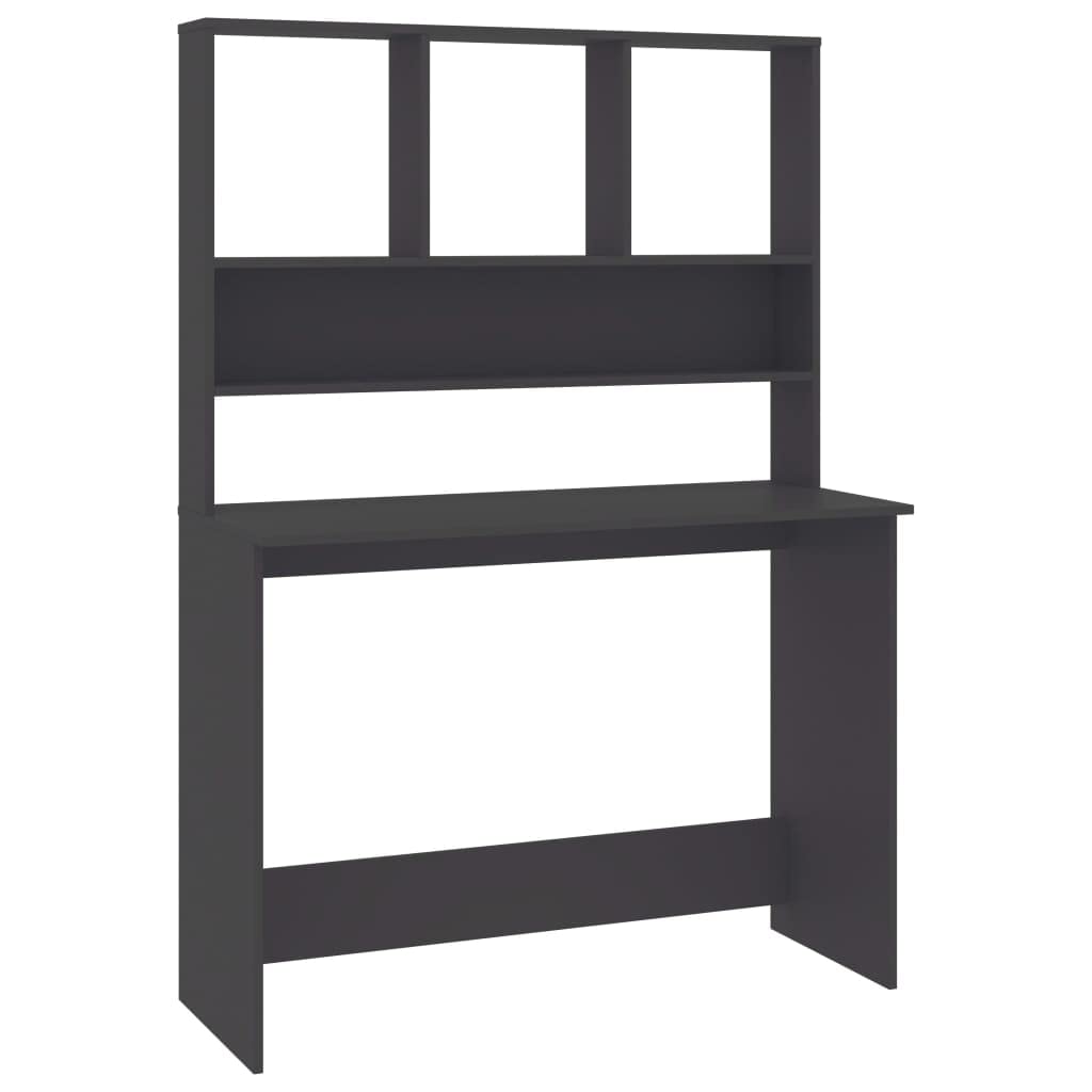 Vidaxl Engineered Wood Desk In Gray With Shelves - Vertical Design - Space-Saving - Functional Storage - Modern Style - Durable