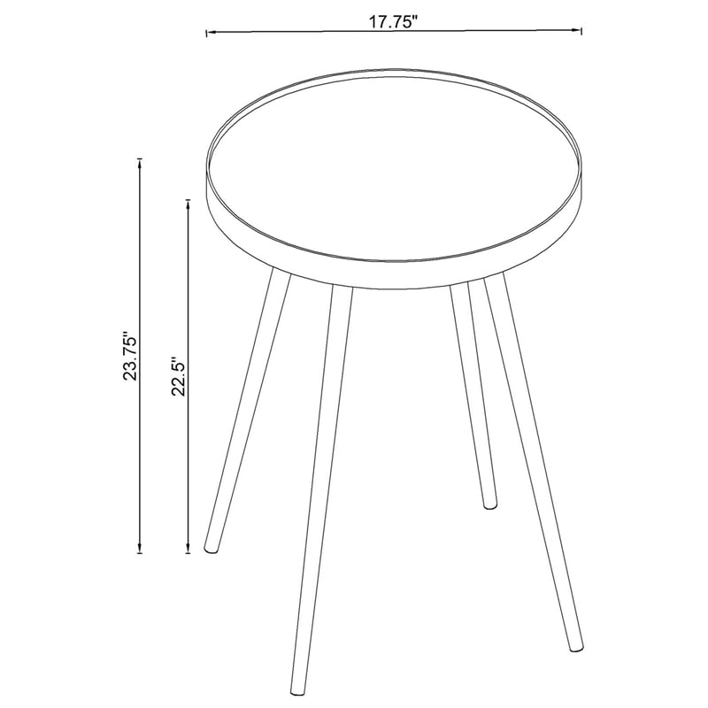 Coaster Kaelyn Mid-Century Metal Round Mirror Top End Table Gold