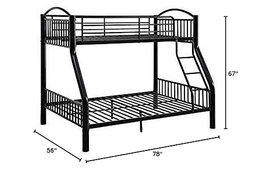 HomeRoots Beddings 78' X 56' X 67' Twin Over Full Black Bunk Bed
