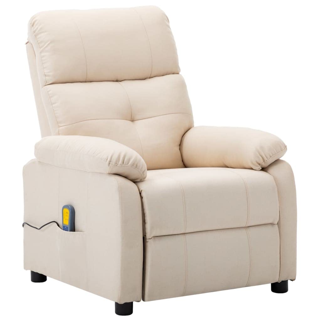 Vidaxl Massage Recliner Chair, Electric Reclining Chair For Elderly, Adjustable Push Cozy Chair For Home Theater Cinema, Cream F