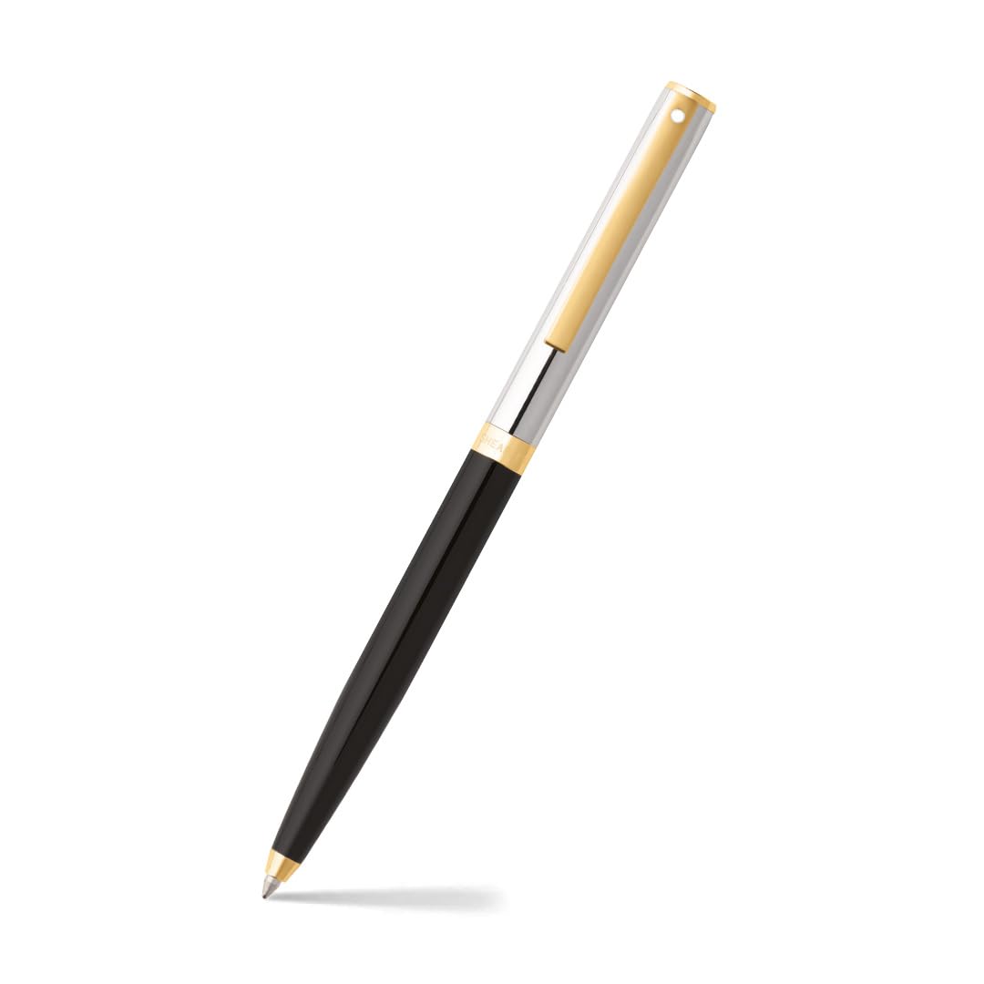 Sheaffer Sagaris Black Ballpoint Pen With Chrome Cap And Gold Tone Trim