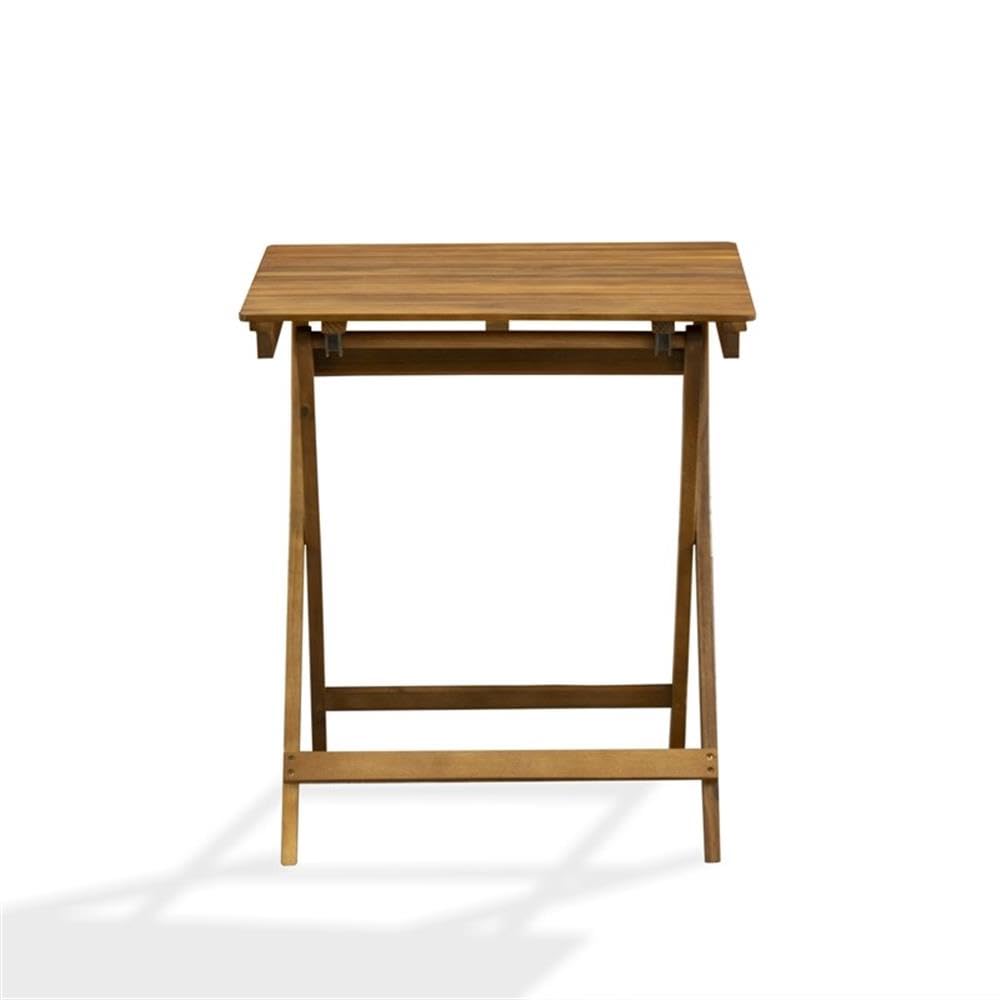 East West Furniture SECM3CWNA Selma 3 Piece Outdoor Conversation Bistro Set Contains a Square Acacia Wood Coffee Table and 2 Folding Side Chairs, 26x26 Inch, Natural Oil