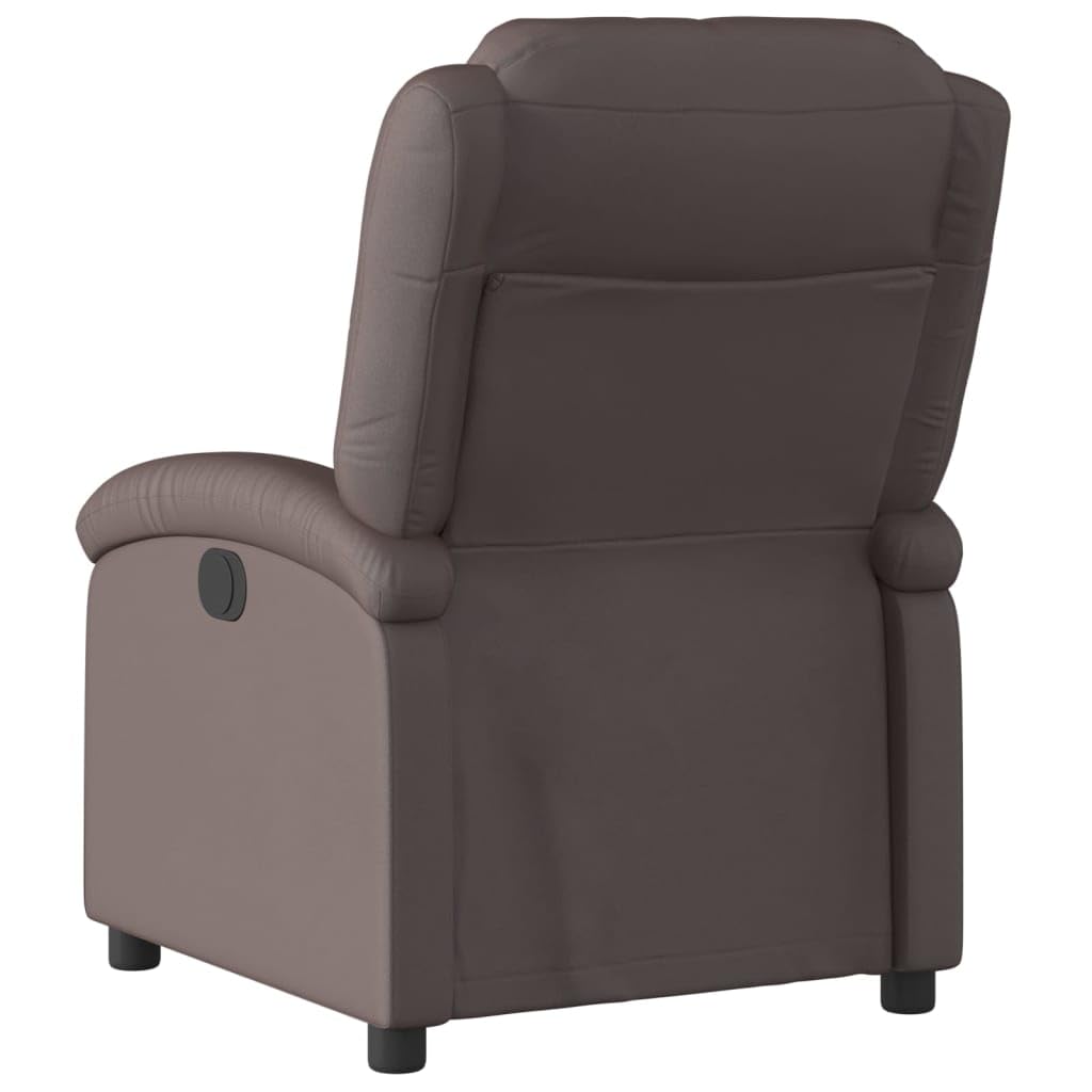 vidaXL Manual Recliner Chair for Living Room, Adjustable Recliner with Padded Seat & Backrest, Home Theater Seating with Side Pocket, Dark Brown Real Leather