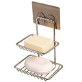 Mobhada with Device Wall Mounted Double Layer soap Dish Holder Stainless Steel Wall Hanging Soap Storage Rack for Kitchen Bathro