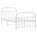 vidaXL Metal Bed Frame with Headboard and Footboard, Powder-Coated Steel Construction, Breathable Design, Extra Under-Bed Storage Space, White, Fits 39.4"x74.8" Mattress