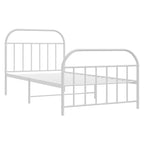 vidaXL Metal Bed Frame with Headboard and Footboard, Powder-Coated Steel Construction, Breathable Design, Extra Under-Bed Storage Space, White, Fits 39.4"x74.8" Mattress