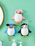 ARANKA Wall Mounted Penguin Design Toothpaste Holder, Unique Self Adhesive Storage Wall Mount Toothbrush Holder, Mobile Stand Mu