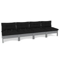 vidaXL Solid Pinewood 4-Seater Patio Sofa with Anthracite Cushions Garden Outdoor Lawn Yard Terrace Balcony Seat Seating Middle Sofa Furniture