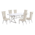 Best Quality Furniture D440/1-Sc330-7 Dining Set, 7-Piece, Cream/Silver
