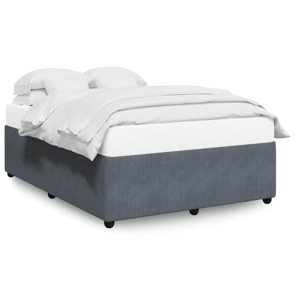 vidaXL Upholstered Bedstead - Velvet Mattress Base - Full Size Dark Gray Bed Frame, Bedroom Comfort with Pine Wood Stability