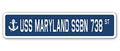 Uss Maryland Ssbn 738 Street Sign Us Navy Ship Veteran Sailor Gift