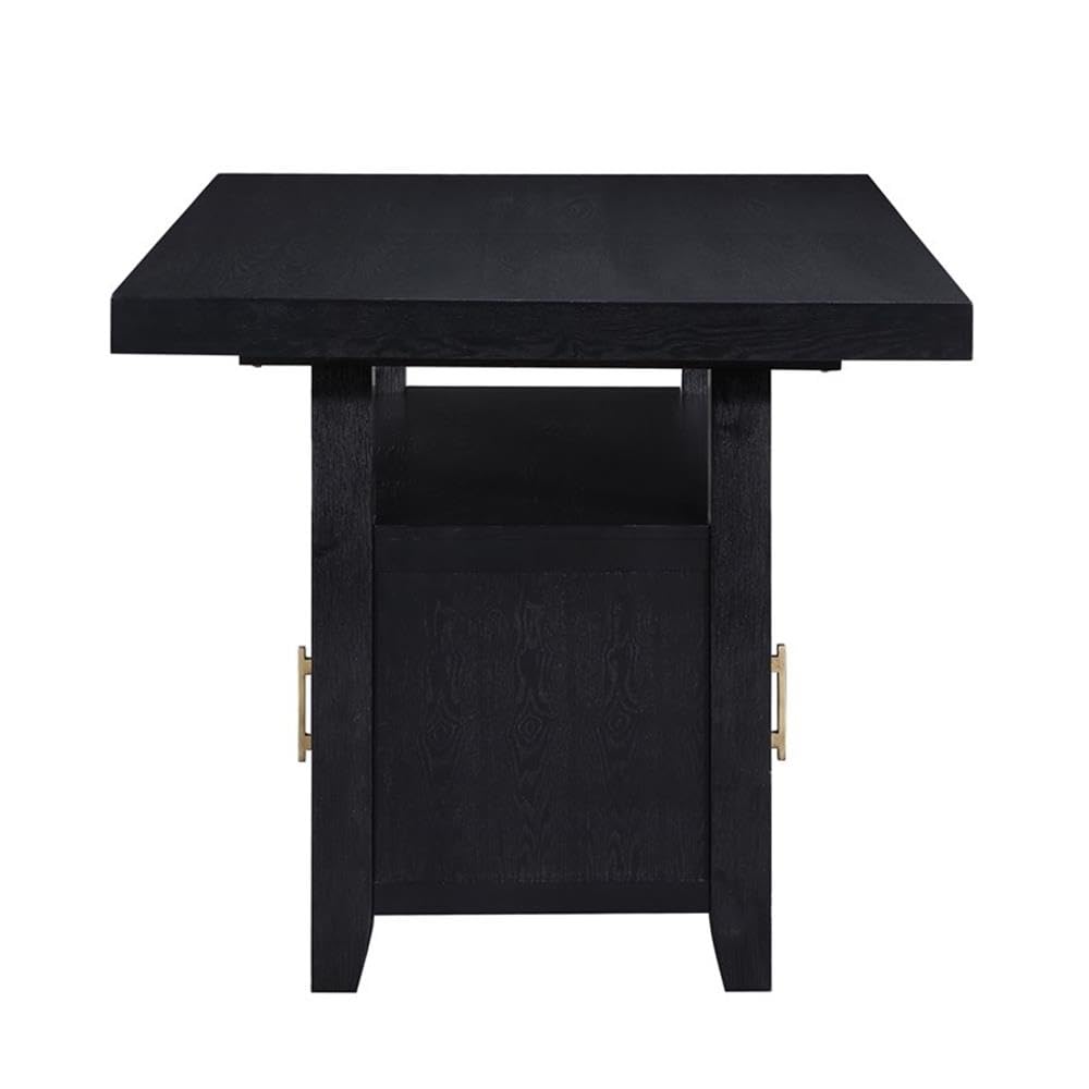 Yves Rubbed Charcoal Wood Counter Height Dining Table with Storage