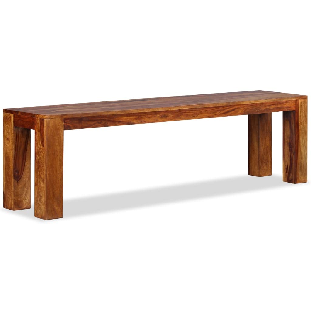 Vidaxl Solid Sheesham Wood Bench With Honey Finish, Stylish Wooden Seat With Robust Construction, Easy Assembly, 63inchX13.8inchX17.7inch