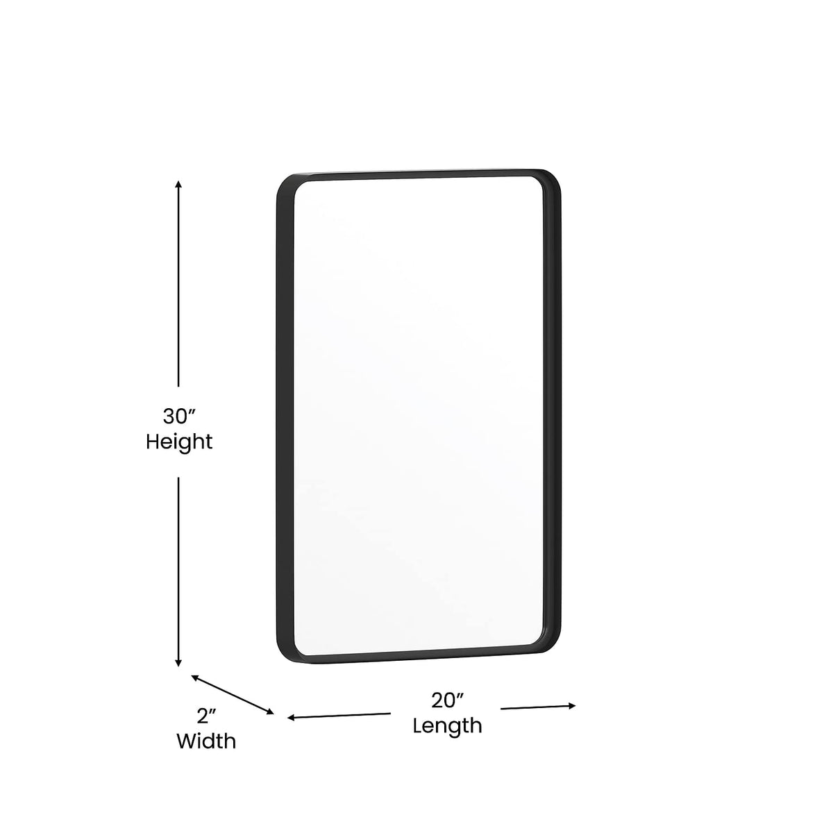Flash Furniture Janinne Rectangle Wall Mirror - Matte Black Accent Mirror - 20" X 30" Vanity Mirror - For Bathroom, Vanity, Entryway, Dining Room, & Living Room