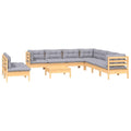vidaXL Solid Pinewood Patio Lounge Set with Gray Cushions - Versatile, Comfortable and Stylish Outdoor Furniture Set for Gardens